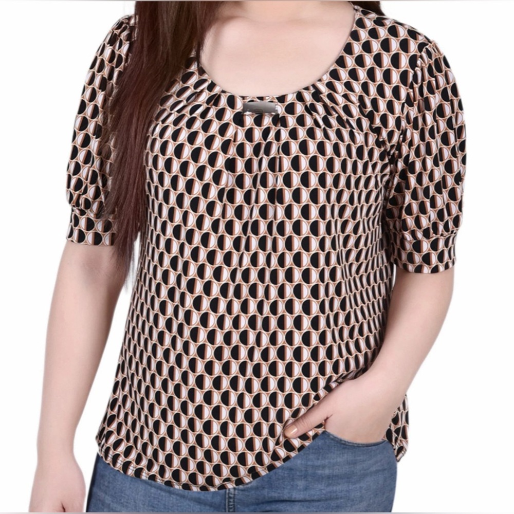 Notations - Black and White Patterned Blouse